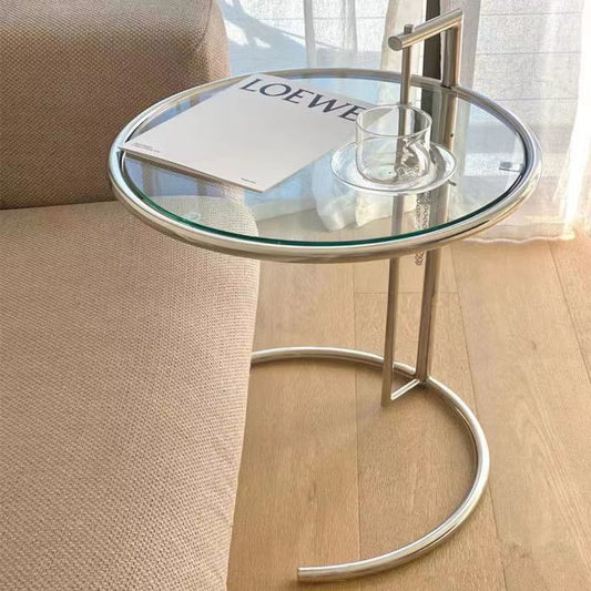 Stainless steel glass-edged liftable coffee table