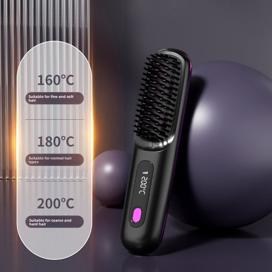 LCD Display USB Rechargeable Ceramic Hair Straightener Comb