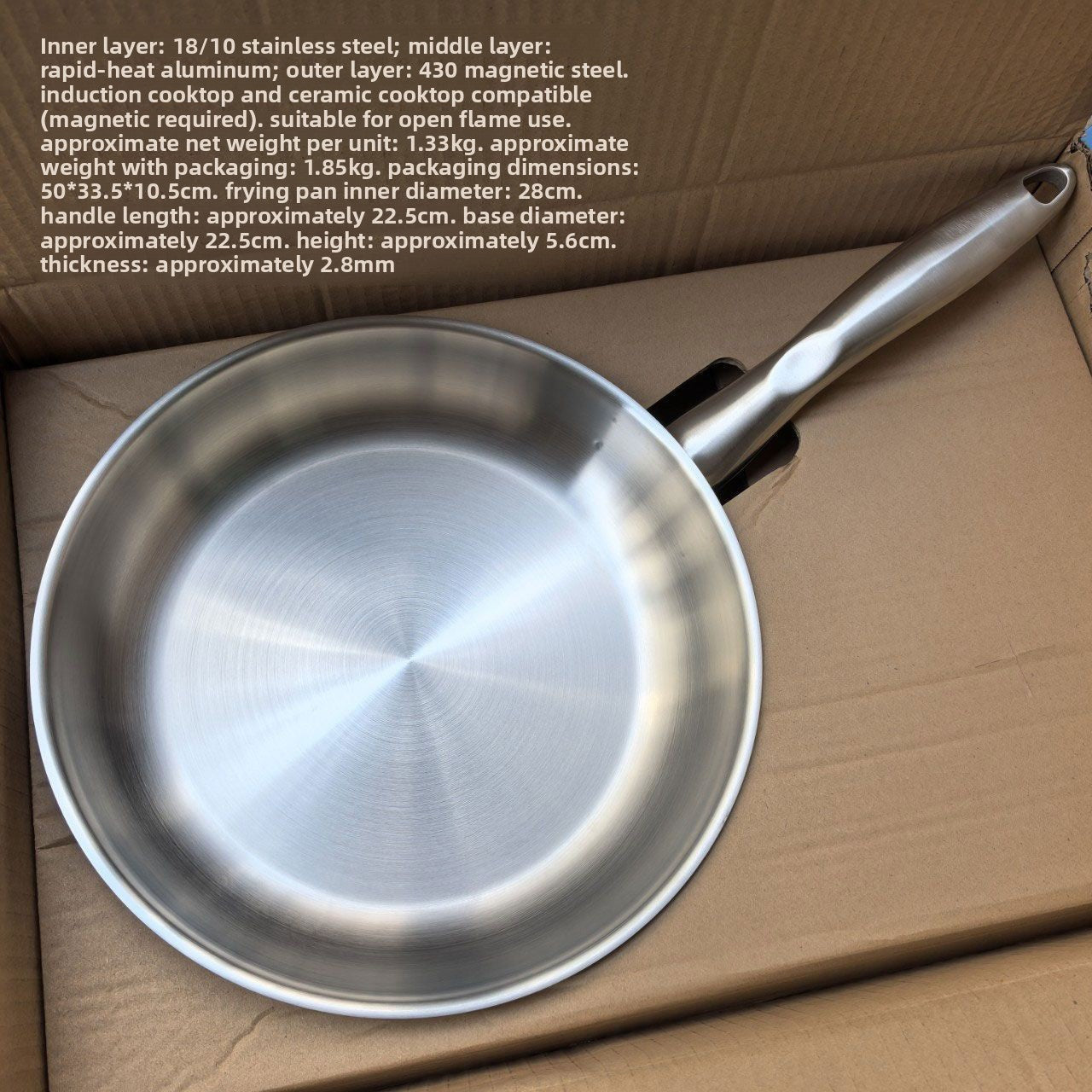 Triple Layer Stainless Steel Frying Pan