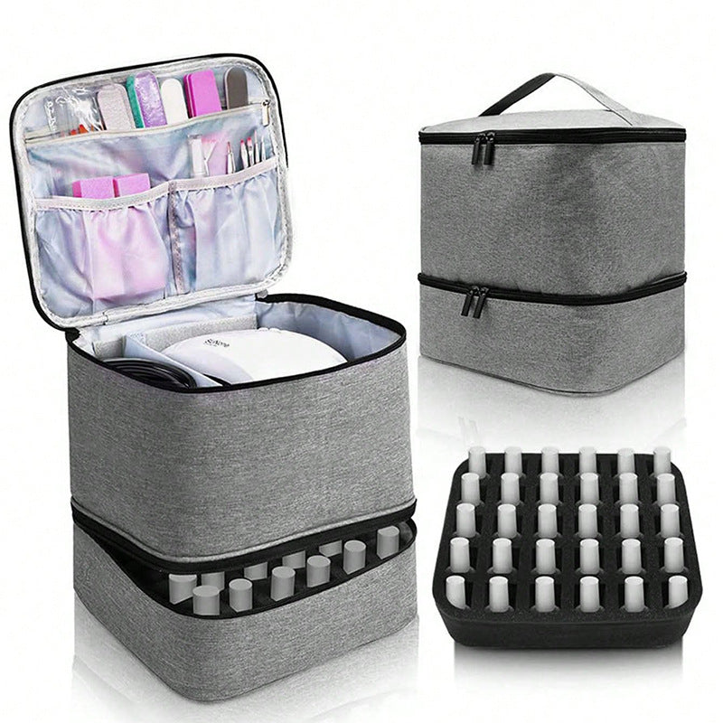Double Layer Portable Cosmetic Toiletry Storage Bag