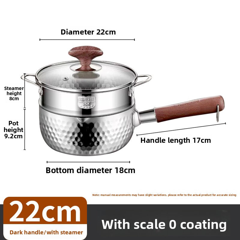 Japanese Style Walnut Handle Stainless Steel Milk Pot