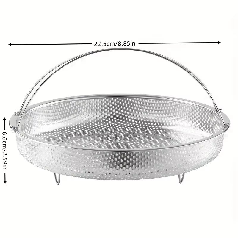 1Pc Stainless Steel Multi-Functional Steamer Basket, Uncharged Kitchen Strainer for Steaming Rice, Dumplings, and Vegetables
