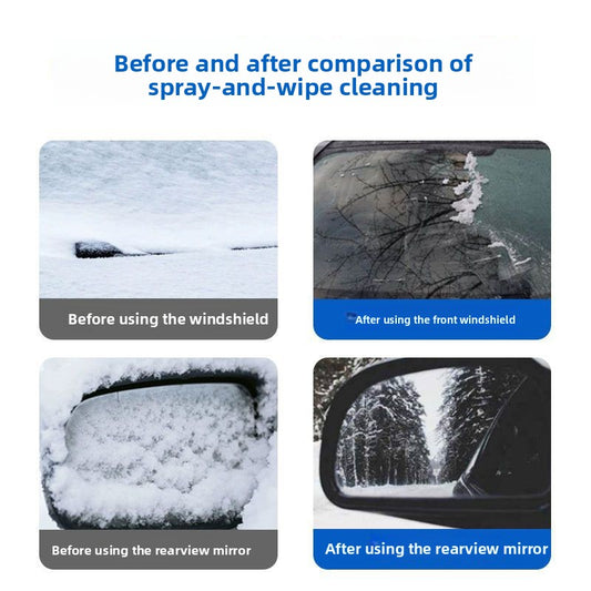 Car snow melting and de-icing spray