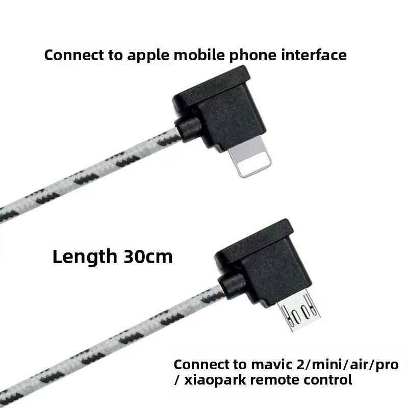 The mobile phone is connected to the data cable