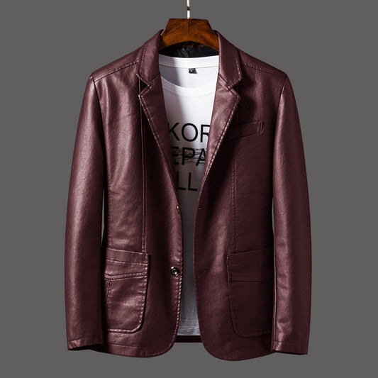Men's PU Leather Jacket Business Casual Coat