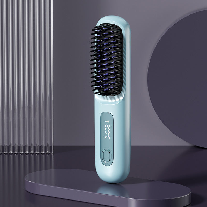LCD Display USB Rechargeable Ceramic Hair Straightener Comb
