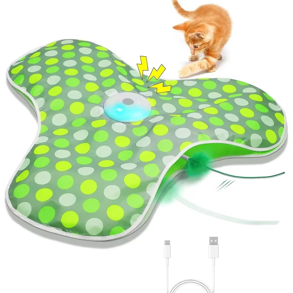 Smart Cat Toys Interactive Hide and Seek Cat Toy with Mouse Squeaky Motion Activated Moving Concealed Feathers Kitten Teaser Toy