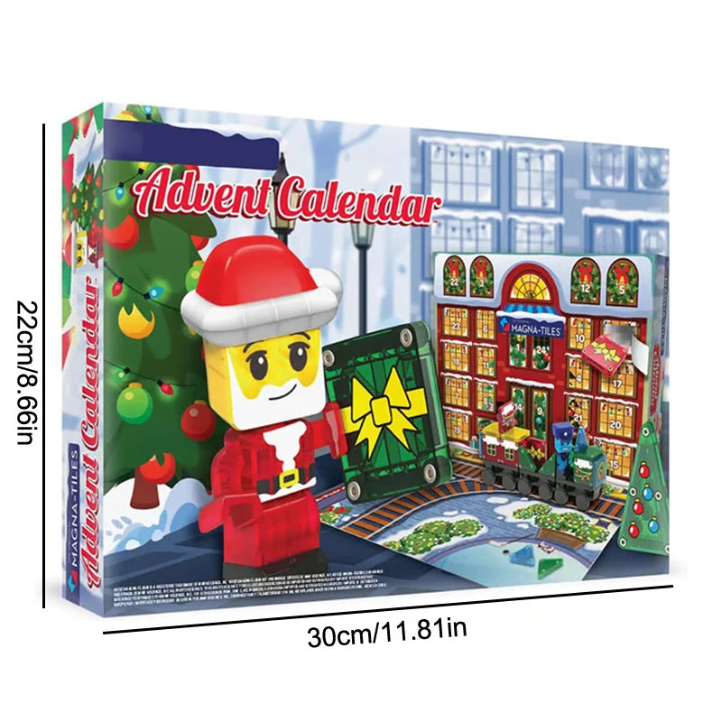 Christmas Advent Calendar Ornaments Magnetic Santa Claus Train Construction Set 24 Days of Surprise Gifts Christmas Decorations