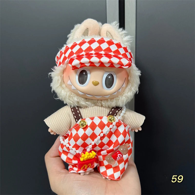 Doll Clothes for 15-17Cm Labubu Pendant Sitting Baby Bee Dinosaur Shark Labubu Dolls Accessories Cute Decoration Little Clothes