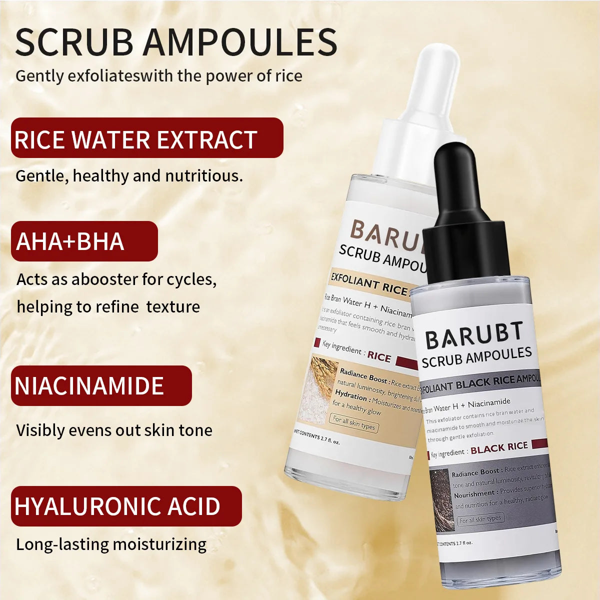Peel Shot Glow Rice Ampoule Serums for Brightening, Exfoliating, and Moisturizing - Suitable for All Skin Types