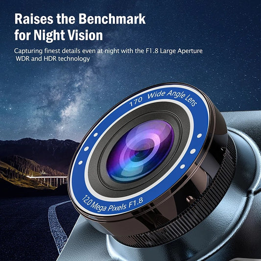 Dual Lens Dash Cam with Rear Camera and 4 Inch Display