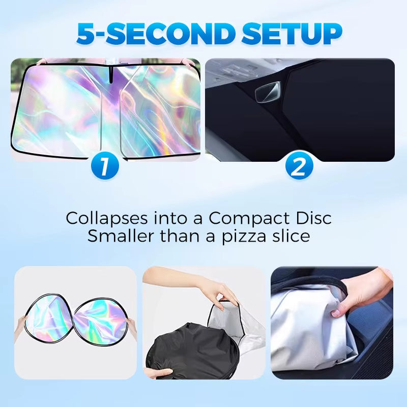 Car Sunshade for Windshield Foldable Laser Sunshade Summer Sun Protection Heat Insulation UV Ray Front Windshield Sunshade Panel