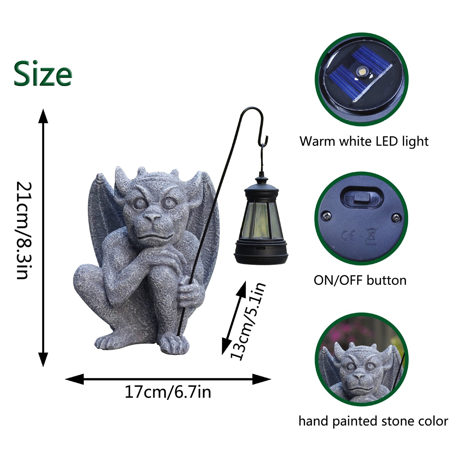 Stone Figure Ghost Solar Lamp