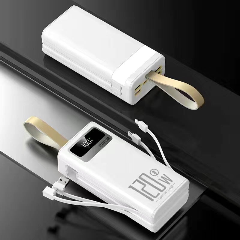 120W Fast Charging 160000mAh Power Bank with Built-in Cable