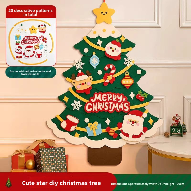 DIY Felt Christmas Tree Wall Decoration with LED Lights