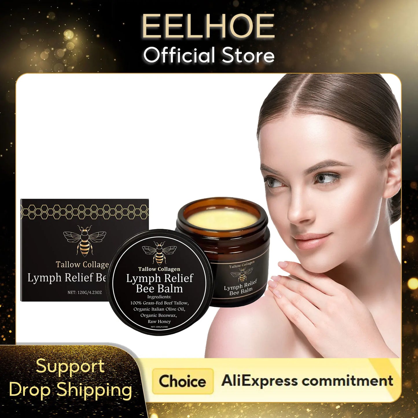 Beef Tallow Honey Balm Deep Hydration Improve Dryness Moisturizing Skin Care Grass Fed Beef Tallow Nourishing Face Cream 120G