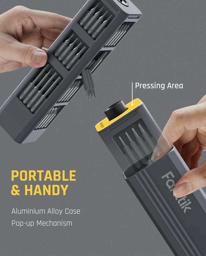 Fanttik E1 MAX 3.7V Mini Electric Screwdriver 50-In-1 Magnetic Bits 5/32''Hex Magnetic Storage, Repair Tool Set for Phone Camera Laptop - Hardware Cordless