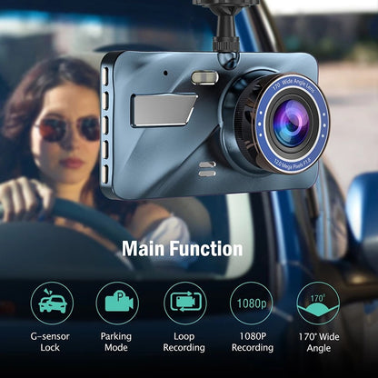 Dual Lens Dash Cam with Rear Camera and 4 Inch Display