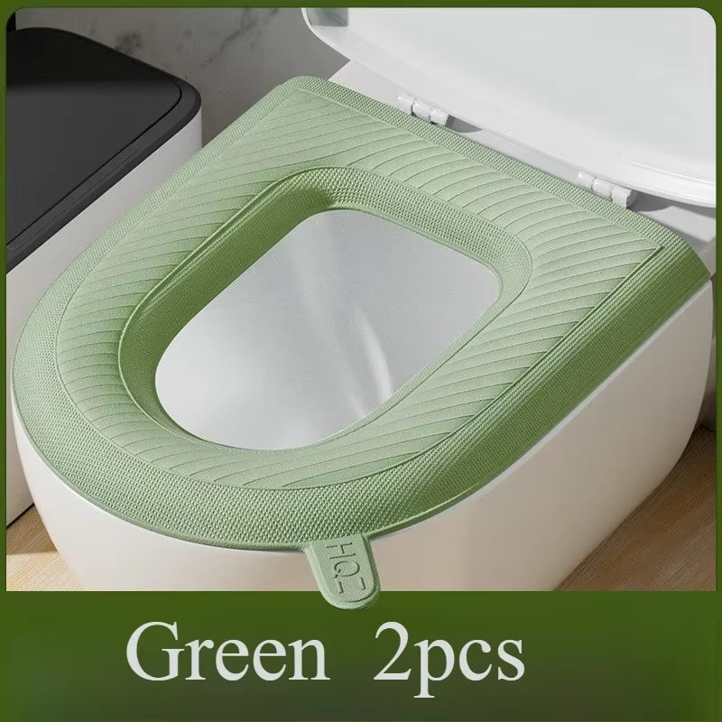 2Pcs High Foam Waterproof Toilet Seat Wash-Free Washable Toilet Seat Cover Toilet Seat in Winter Lovely Wind