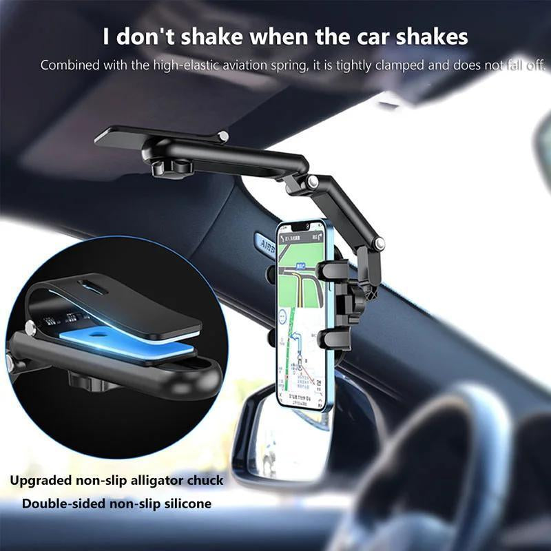 New 1080° Multi-Function Sun Visor Universal 360 Degree Rotating Phone Holder Suitable for Any Scene Car Holder - Rotatable and Retractable