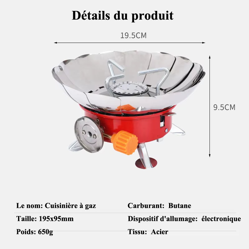 Outdoor Mini Portable Folding Heater Camping Lotus Burner Kitchen Cooker Heating Foldable Furnace Head Card Gas Stove Wind Proof