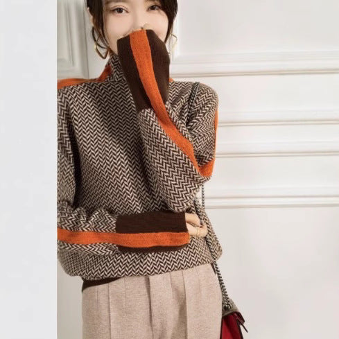 Wool-like high-neck knitted sweater