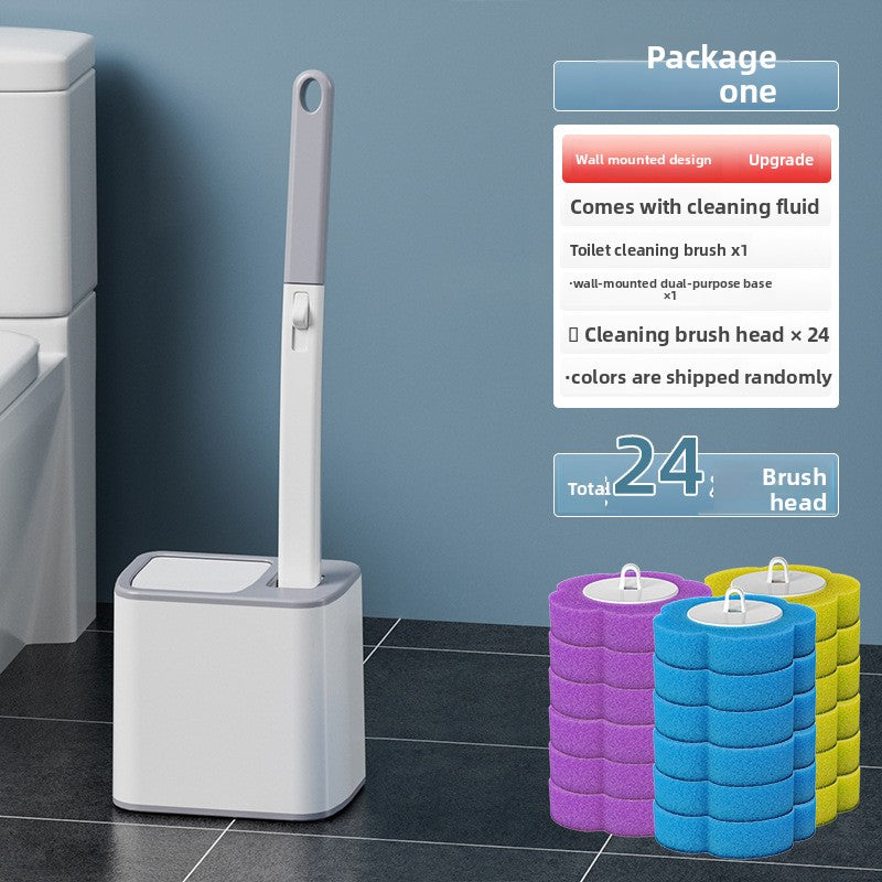 Disposable toilet brush set