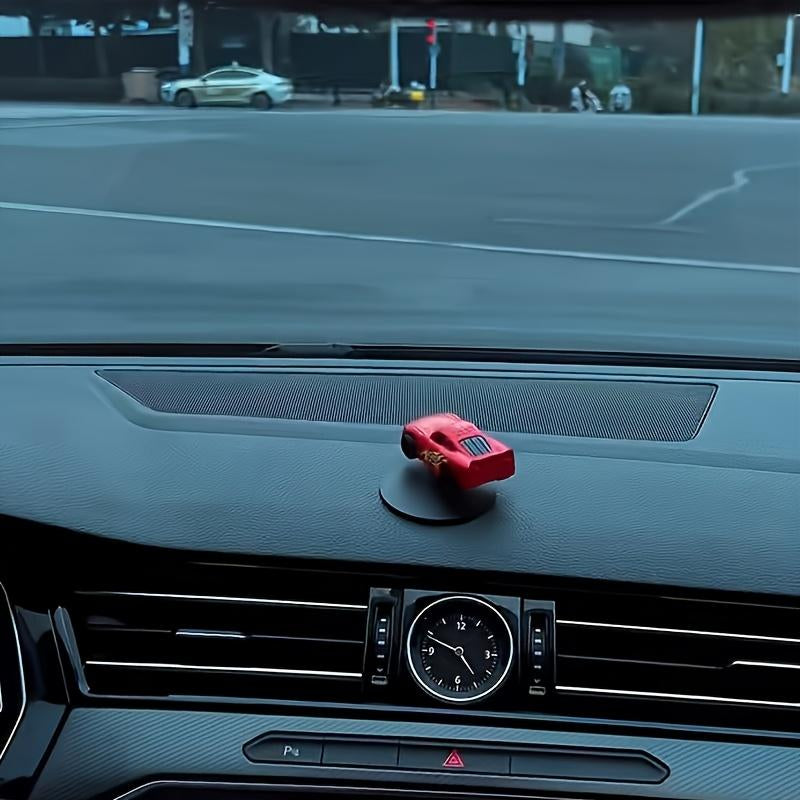 Cool Car Drift Style Decoration - Fashionable Red Sports Car, Cartoon Design, Includes Creative Base and Dashboard Hanging Ornament - Durable Plastic Interior Kit, Car Decoration