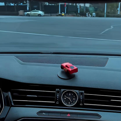 Cool Car Drift Style Decoration - Fashionable Red Sports Car, Cartoon Design, Includes Creative Base and Dashboard Hanging Ornament - Durable Plastic Interior Kit, Car Decoration