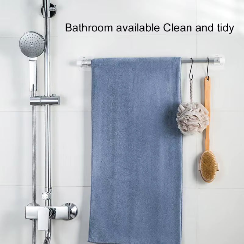 Plastic White Hanging Curtain Rods Home Clamp Hooks Bathroom Shower Curtain Rod Fixed Clip Wall Hooks