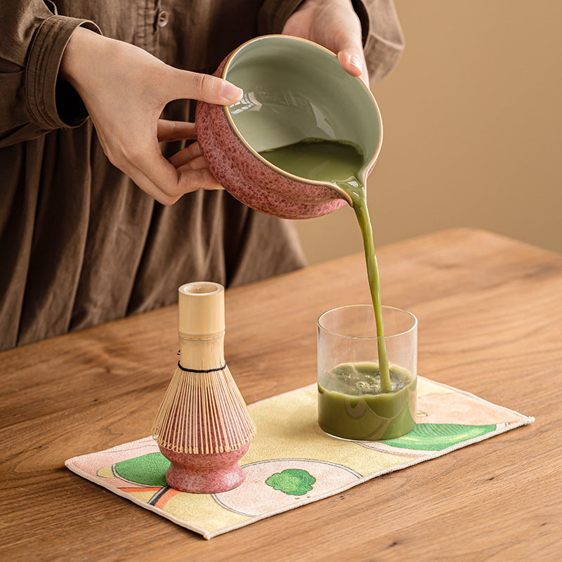 Japanese Ceramic Matcha Bowl Set with Crystalline Glaze