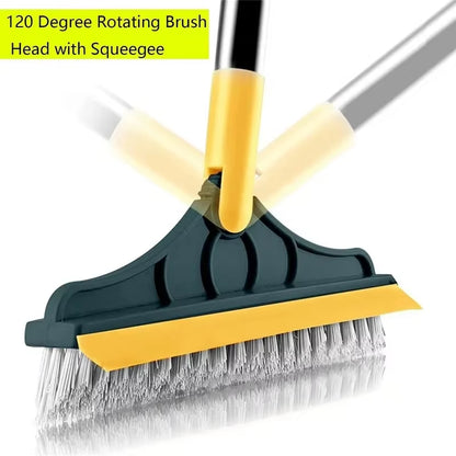 Floor Scrub Brush 2 in 1 Cleaning Brush Long Handle Removable Wiper Magic Broom Brush Squeegee Tile Kitchen Cleaning Tools