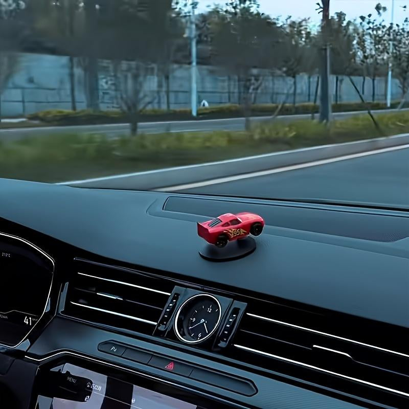 Cool Car Drift Style Decoration - Fashionable Red Sports Car, Cartoon Design, Includes Creative Base and Dashboard Hanging Ornament - Durable Plastic Interior Kit, Car Decoration