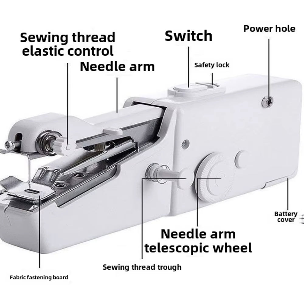 New Hand Sewing Machine Portable Sewing Machine Quick Handheld Sewing Tool Mini Electric Home DIY Apparel Supplies Arts Crafts