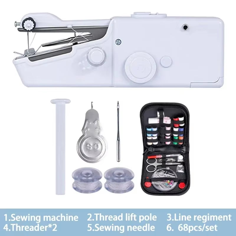 New Hand Sewing Machine Portable Sewing Machine Quick Handheld Sewing Tool Mini Electric Home DIY Apparel Supplies Arts Crafts