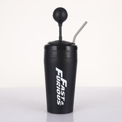 New Vacuum 304 Stainless Steel Car Fun Gear Cup Straw Coffee Cup Kidsren's Passion Straw Fun Cup