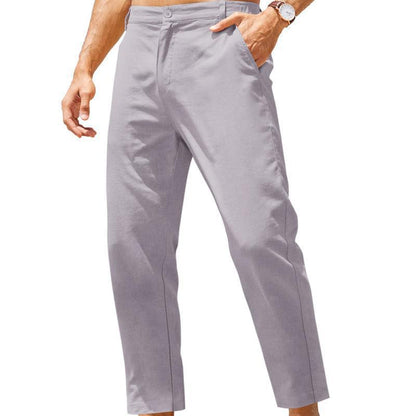 Lightweight casual men's cotton and linen trousers
