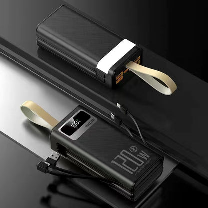 120W Fast Charging 160000mAh Power Bank with Built-in Cable