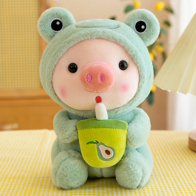 Milk bottle pig plush toy