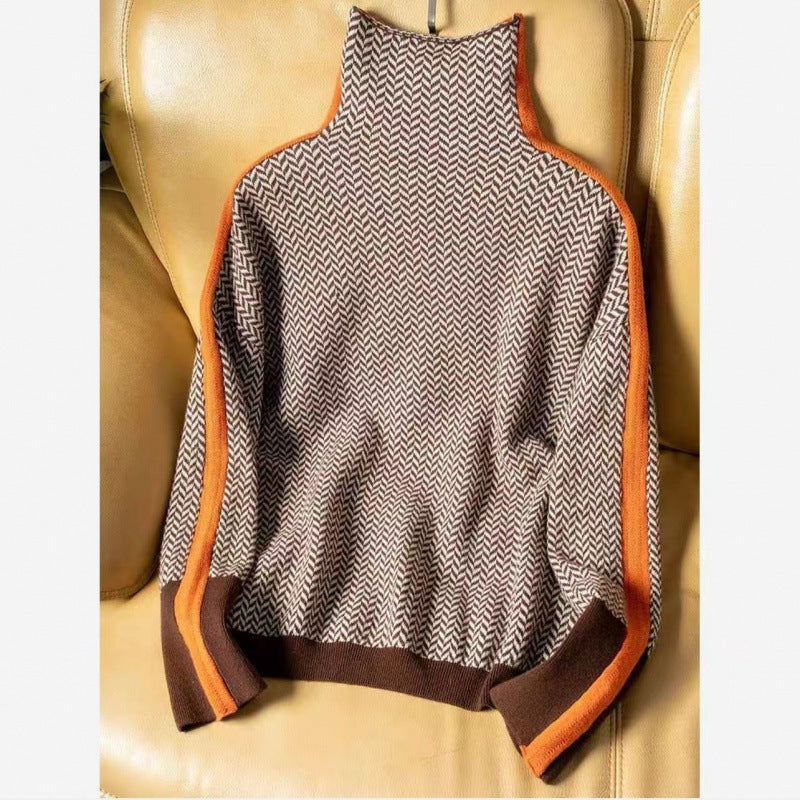 Wool-like high-neck knitted sweater