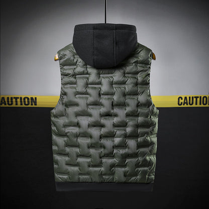 Mens Thickened Sleeveless Hooded Vest