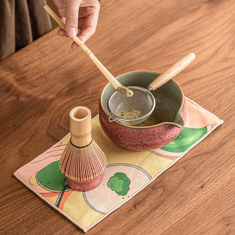 Japanese Ceramic Matcha Bowl Set with Crystalline Glaze