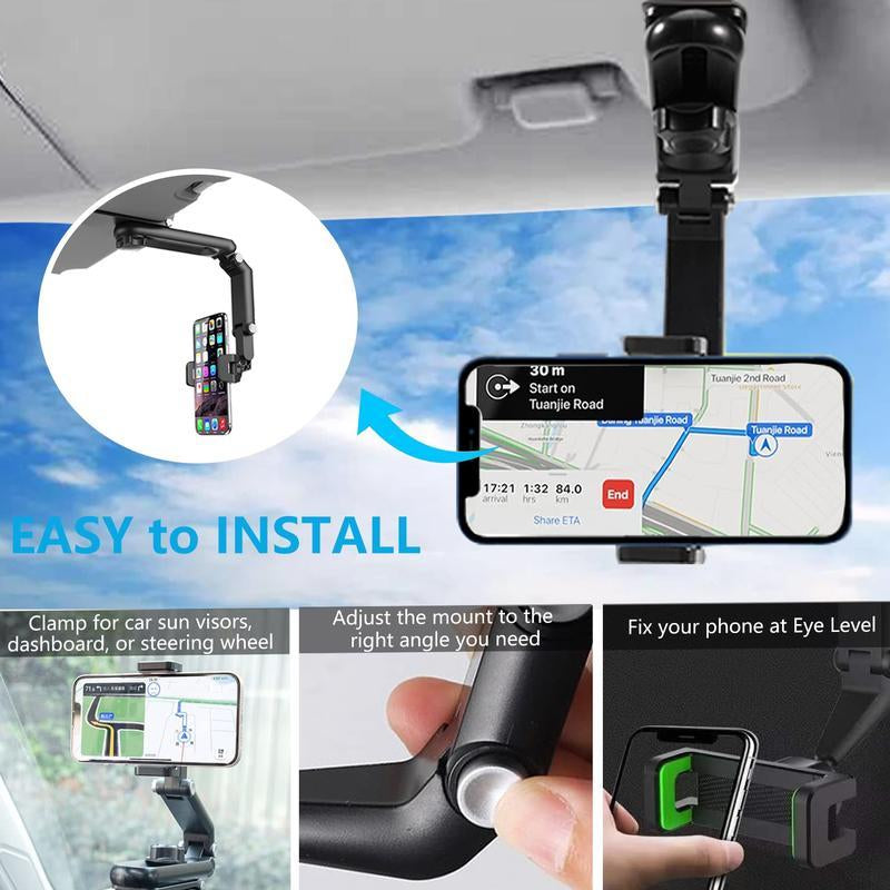 New 1080° Multi-Function Sun Visor Universal 360 Degree Rotating Phone Holder Suitable for Any Scene Car Holder - Rotatable and Retractable