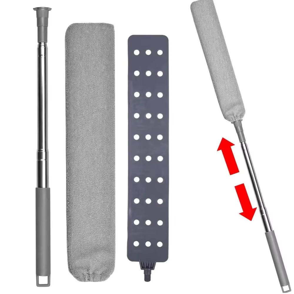 Retractable Long Handle Cleaning Mop Adjustable Microfiber Head Furniture Crevice Brush Reusable Flexible Window Duster Scrubber