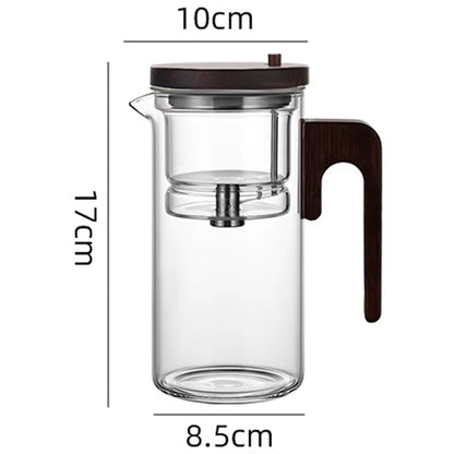 Water Separation Inner Container Teapot One Click Magnetic Switch Tea Separation Filtration Glass Tea Pot Wood Handle Teapot