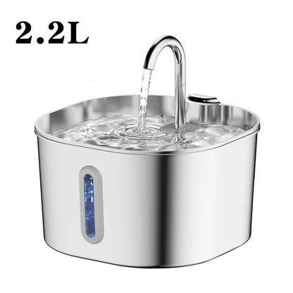 2.2L Stainless Steel Pet Water Fountain for Cats and Dogs