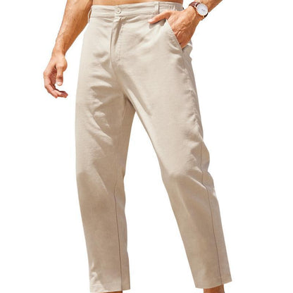 Lightweight casual men's cotton and linen trousers