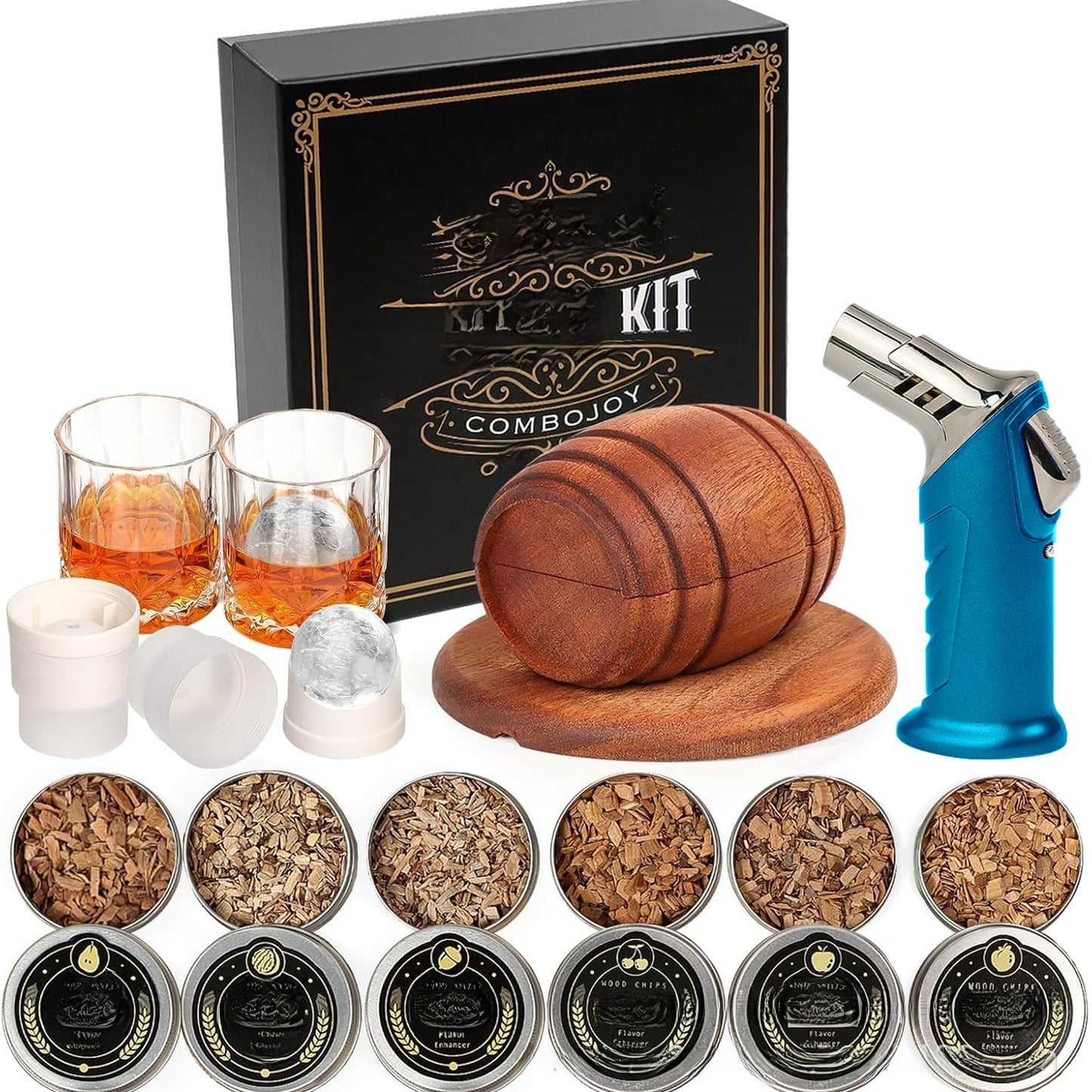 Whiskey Barrel Wood Smoker Set with Filter