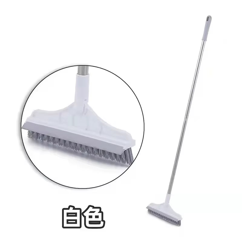 Floor Scrub Brush 2 in 1 Cleaning Brush Long Handle Removable Wiper Magic Broom Brush Squeegee Tile Kitchen Cleaning Tools