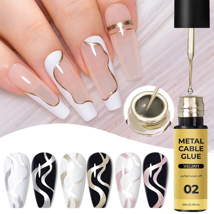 Nail art metal pull wire adhesive